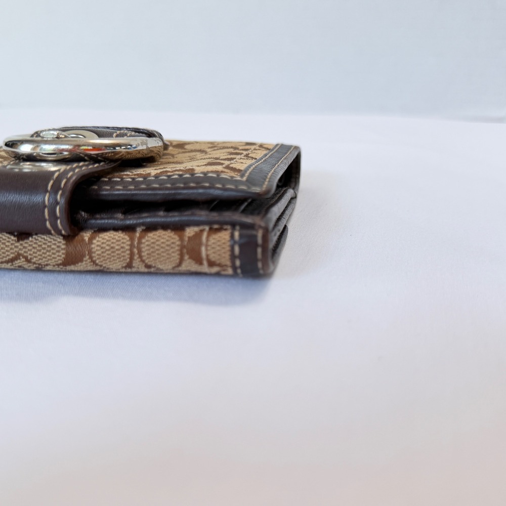 Coach SOHO Bifold Wallet Womens Brown Signature Jacquard Buckle Snap - Picture 10 of 16